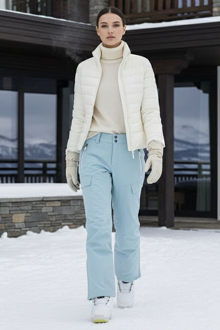Pantalon De Ski Bleu Ciel Cargo Imperméable Femme - Polyester