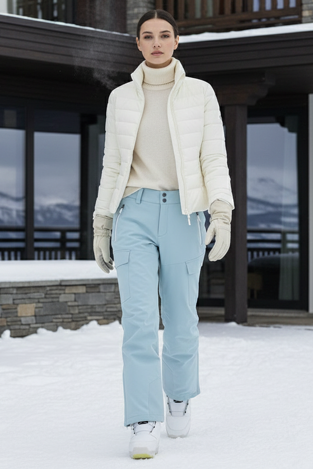 Pantalon De Ski Bleu Ciel Cargo Imperméable Femme - Polyester
