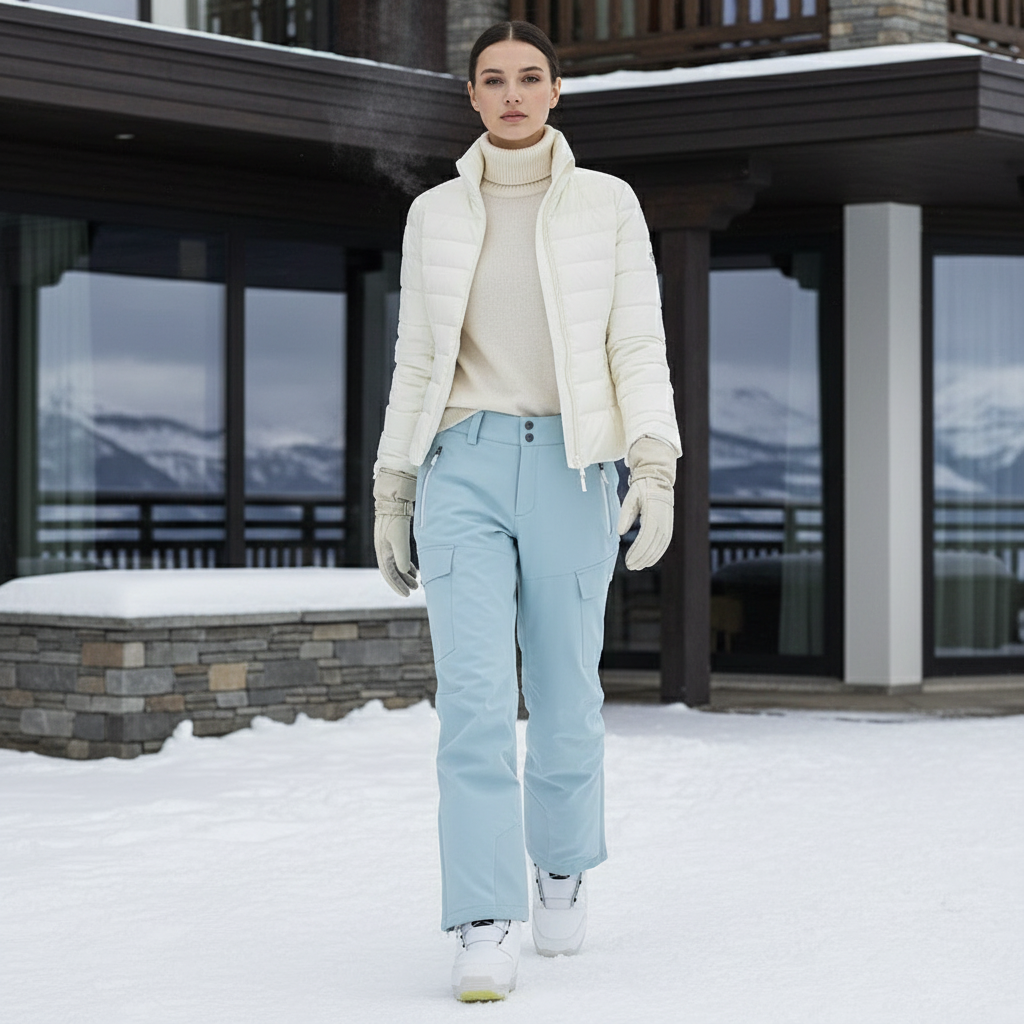 Pantalon De Ski Bleu Ciel Cargo Imperméable Femme - Polyester