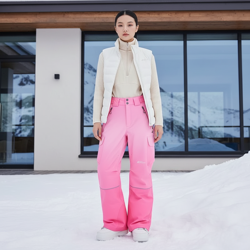 Pantalon De Ski Rose Fuschia Ample Imperméable Femme Hiver - Polyester