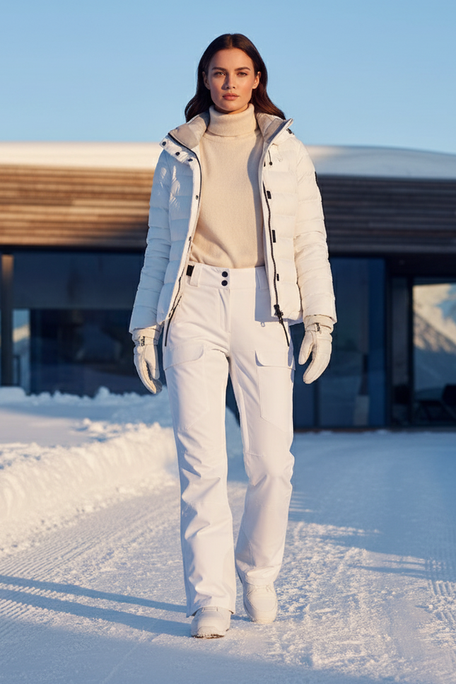 Pantalon De Ski Blanc Imperméable Taille Haute Femme - Polyester