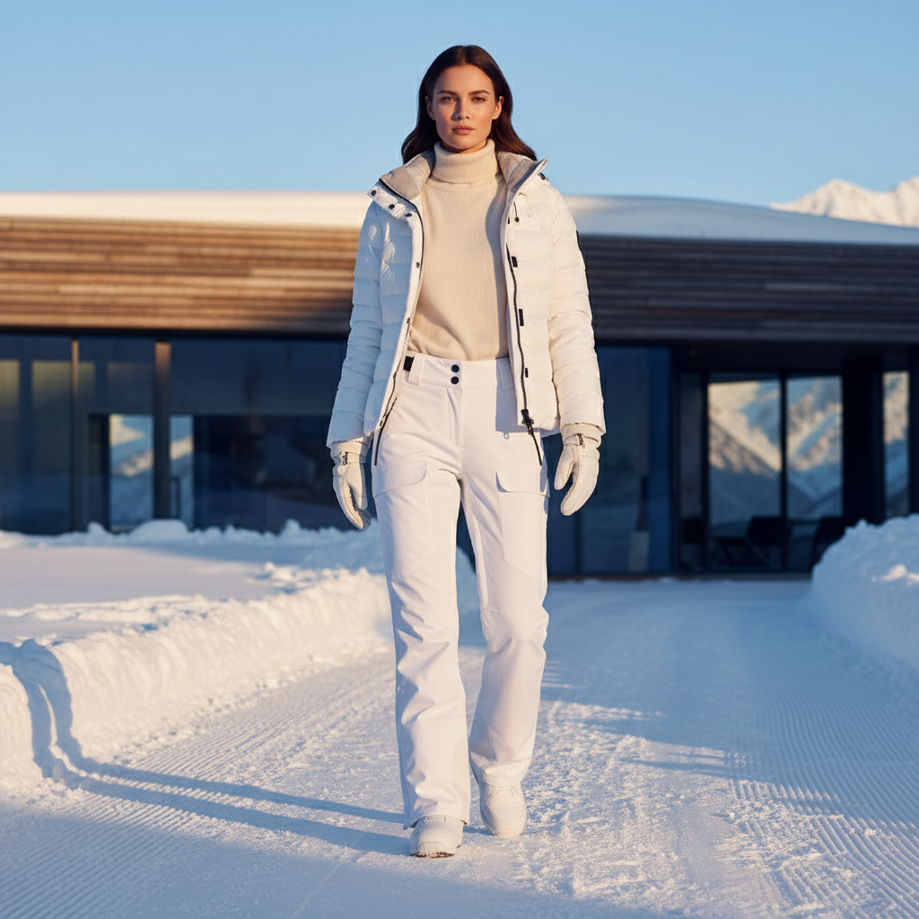 Pantalon De Ski Blanc Imperméable Taille Haute Femme - Polyester