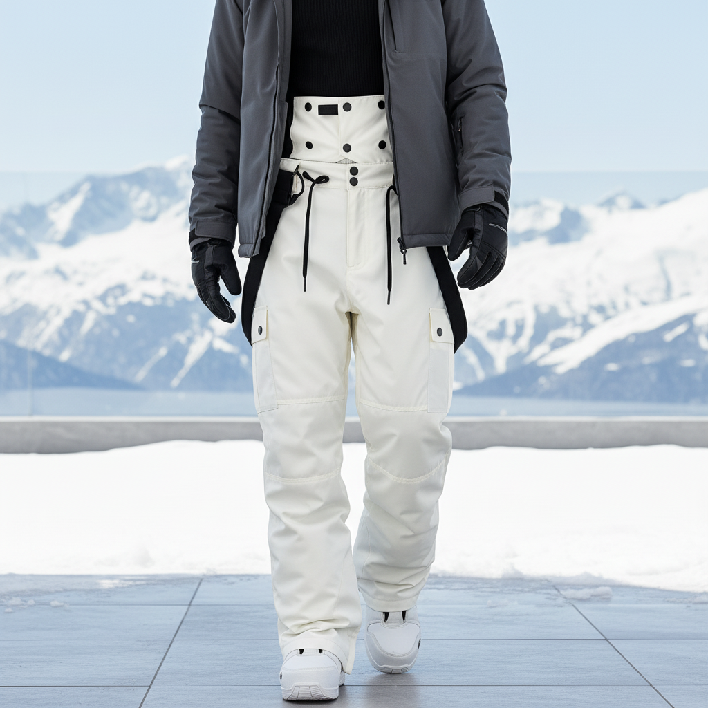 Bretelles Pantalon De Ski Femme - Blanc Polyester