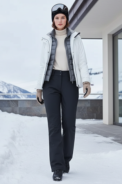 Pantalon De Ski Noir Droit Imperméable Thermique Femme - Polyester