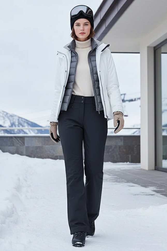 Pantalon De Ski Noir Droit Imperméable Thermique Femme - Polyester