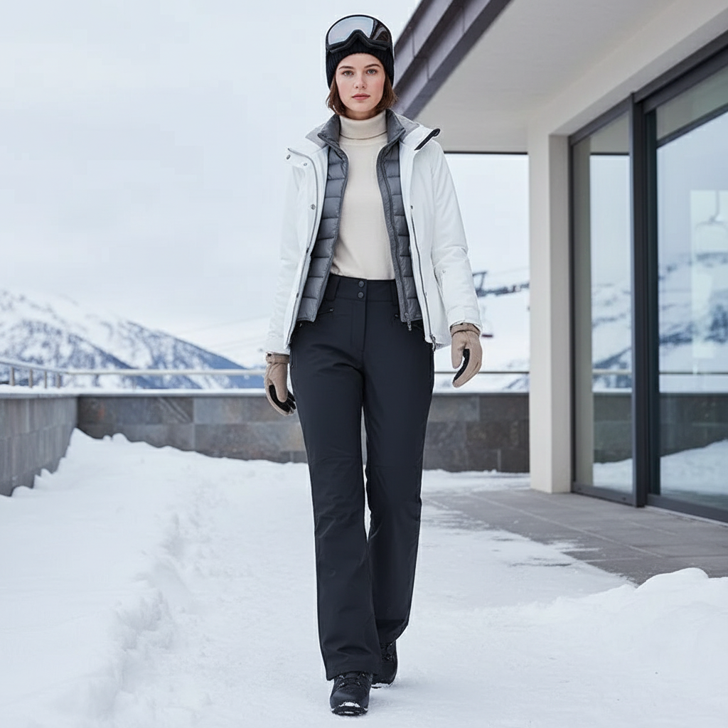 Pantalon De Ski Noir Droit Imperméable Thermique Femme - Polyester