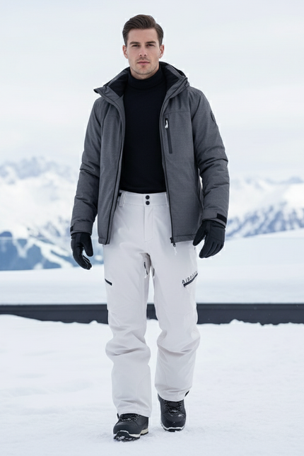 Pantalon De Ski Blanc Coupe Droite Respirant Imperméable Hiver Homme - Polyester