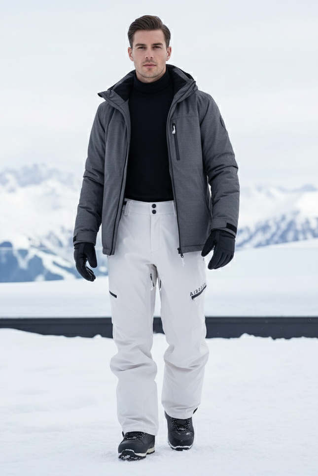 Pantalon De Ski Blanc Coupe Droite Respirant Imperméable Hiver Homme - Polyester