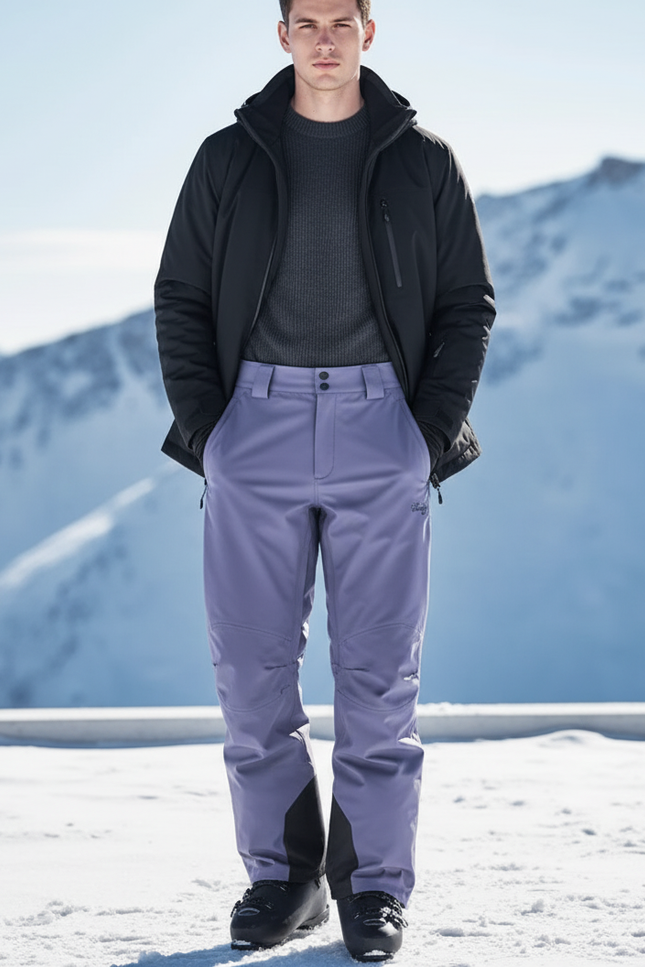 Pantalon De Ski Violet Imperméable Ample Unisexe Neige - Polyester