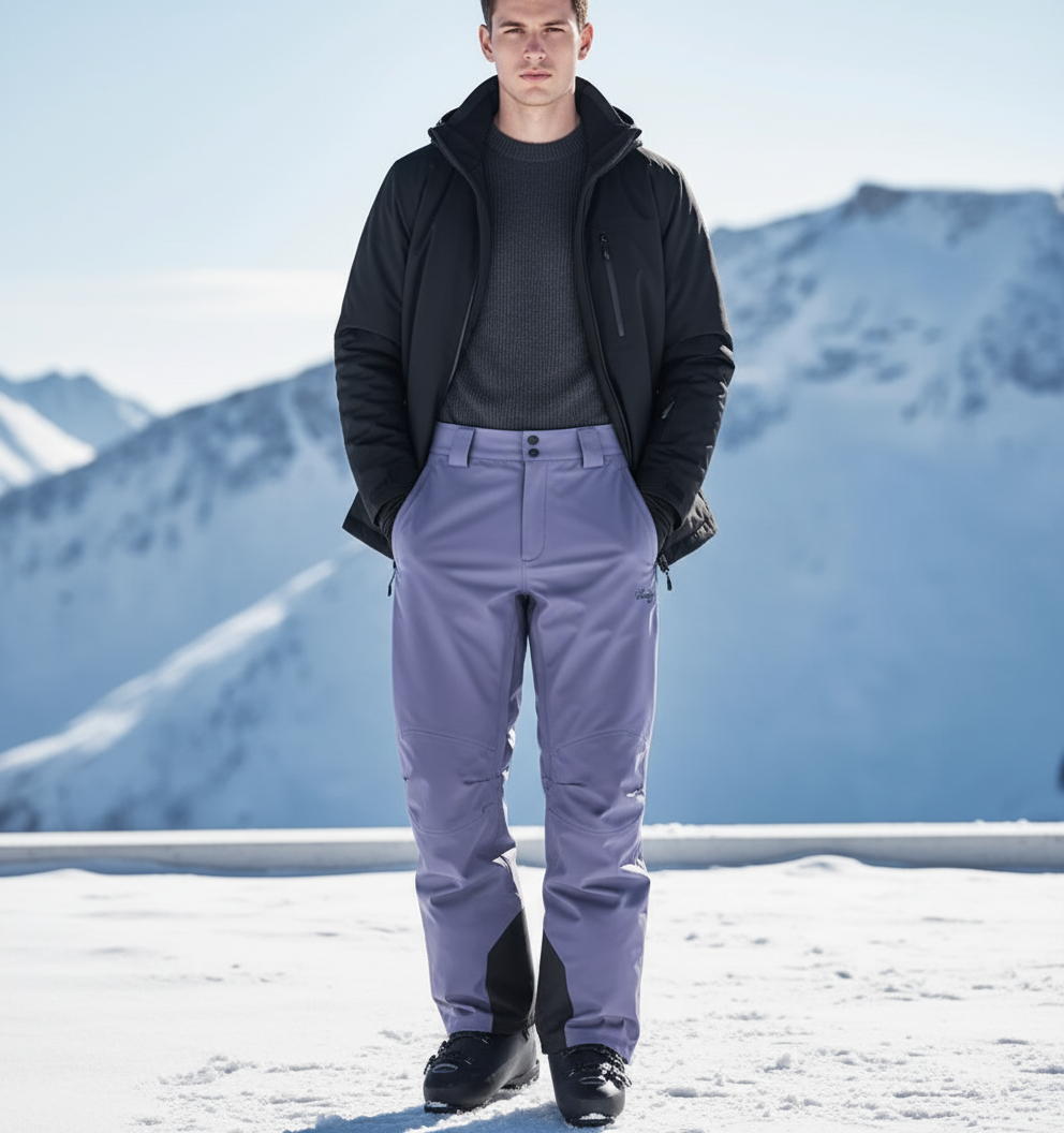 Pantalon De Ski Violet Imperméable Ample Unisexe Neige - Polyester