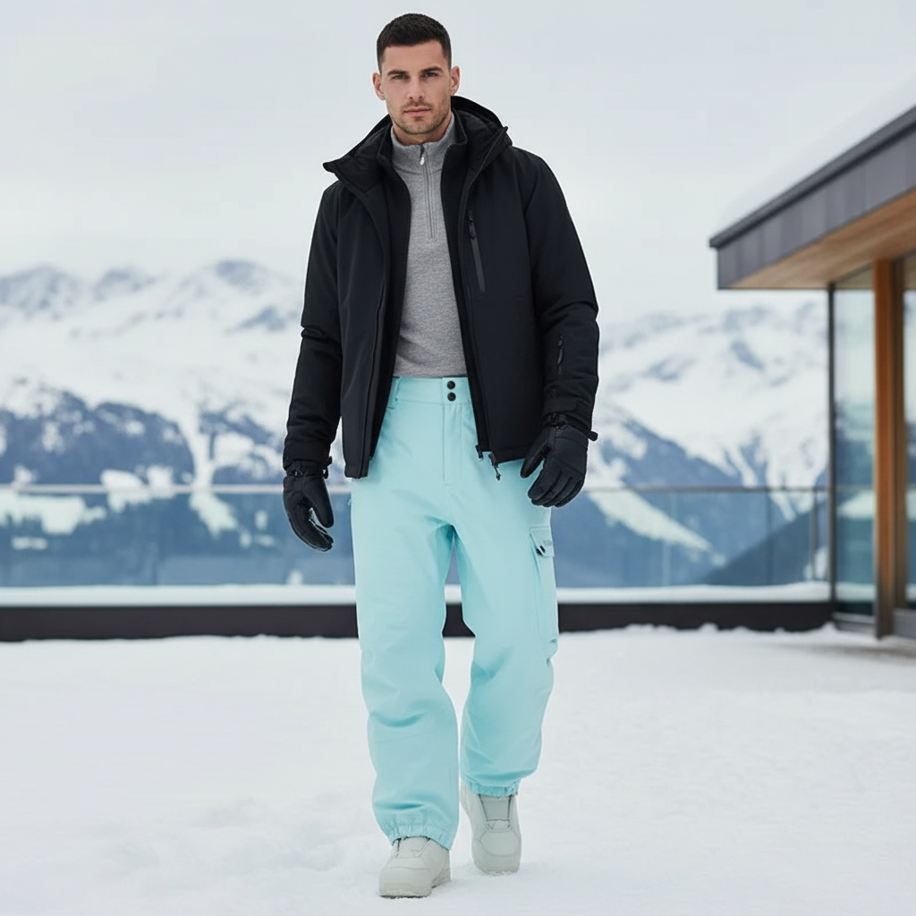 Pantalon De Ski Bleu Ciel Imperméable Homme Ample - Polyester