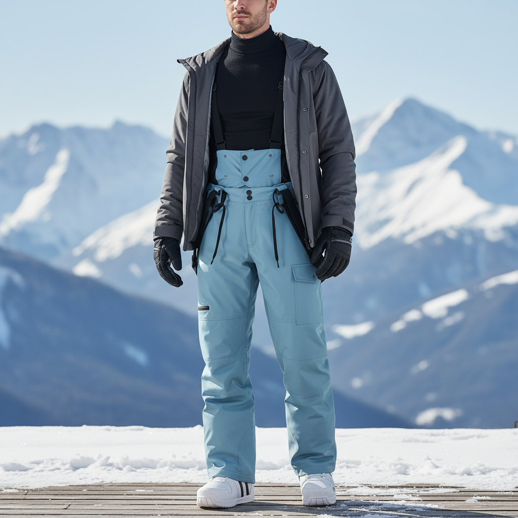 Pantalon De Ski Taille Haute - Bleu Polyester