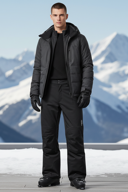 Pantalon De Ski Homme Noir Imperméable Chaud Hiver - Polyester
