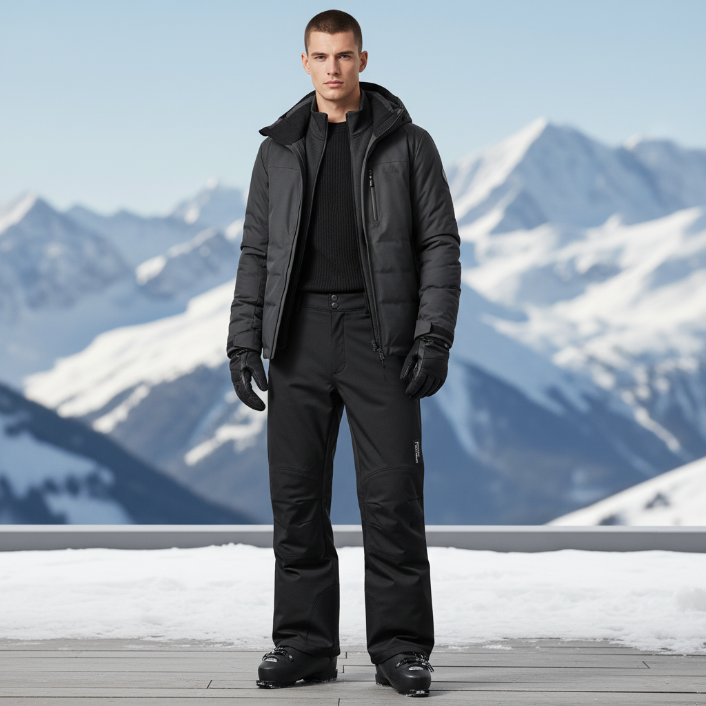 Pantalon De Ski Homme Noir Imperméable Chaud Hiver - Polyester