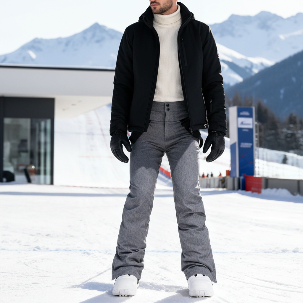 Pantalon De Ski Gris Coupe Droite Chaud Homme - Gabardine