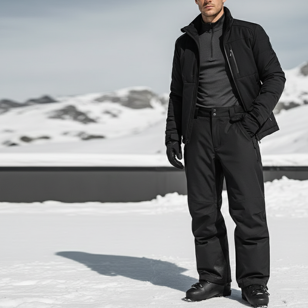 Pantalon De Ski Noir Homme Imperméable Confortable Hiver - Polyester