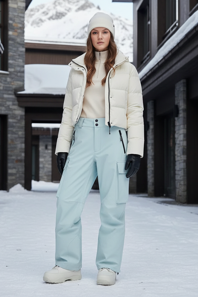 Pantalon De Ski Bleu Ciel Cargo Imperméable Respirant Femme - Polyester