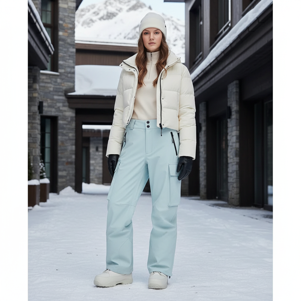 Pantalon De Ski Bleu Ciel Cargo Imperméable Respirant Femme - Polyester