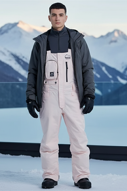 Pantalon De Ski Rose Pâle Salopette Imperméable Unisexe - Polyester