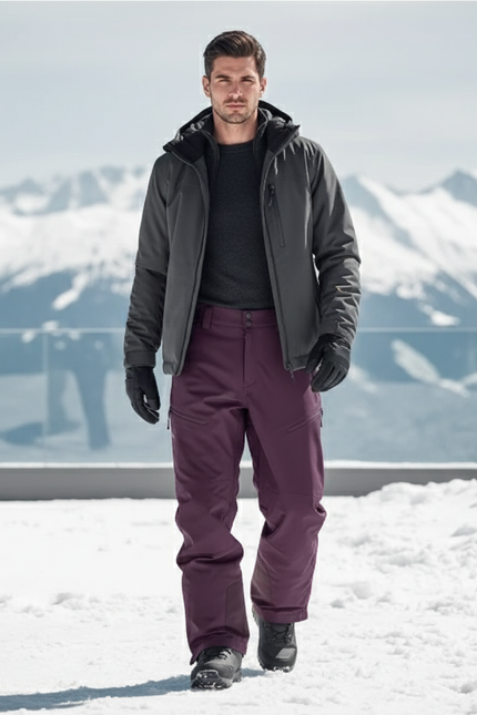 Pantalon De Ski Violet Imperméable Ample Homme Hiver - Polyester