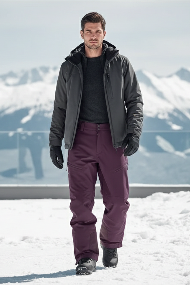 Pantalon De Ski Violet Imperméable Ample Homme Hiver - Polyester