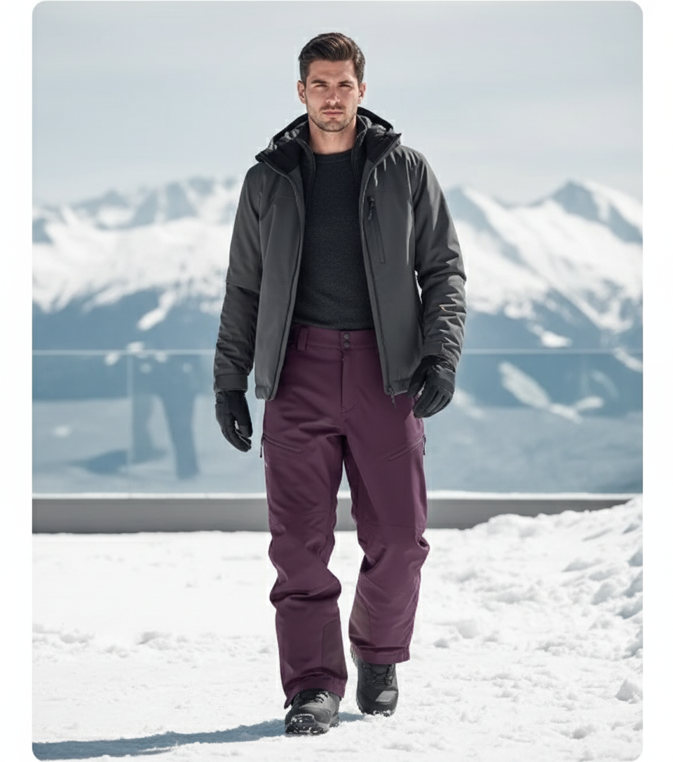 Pantalon De Ski Violet Imperméable Ample Homme Hiver - Polyester