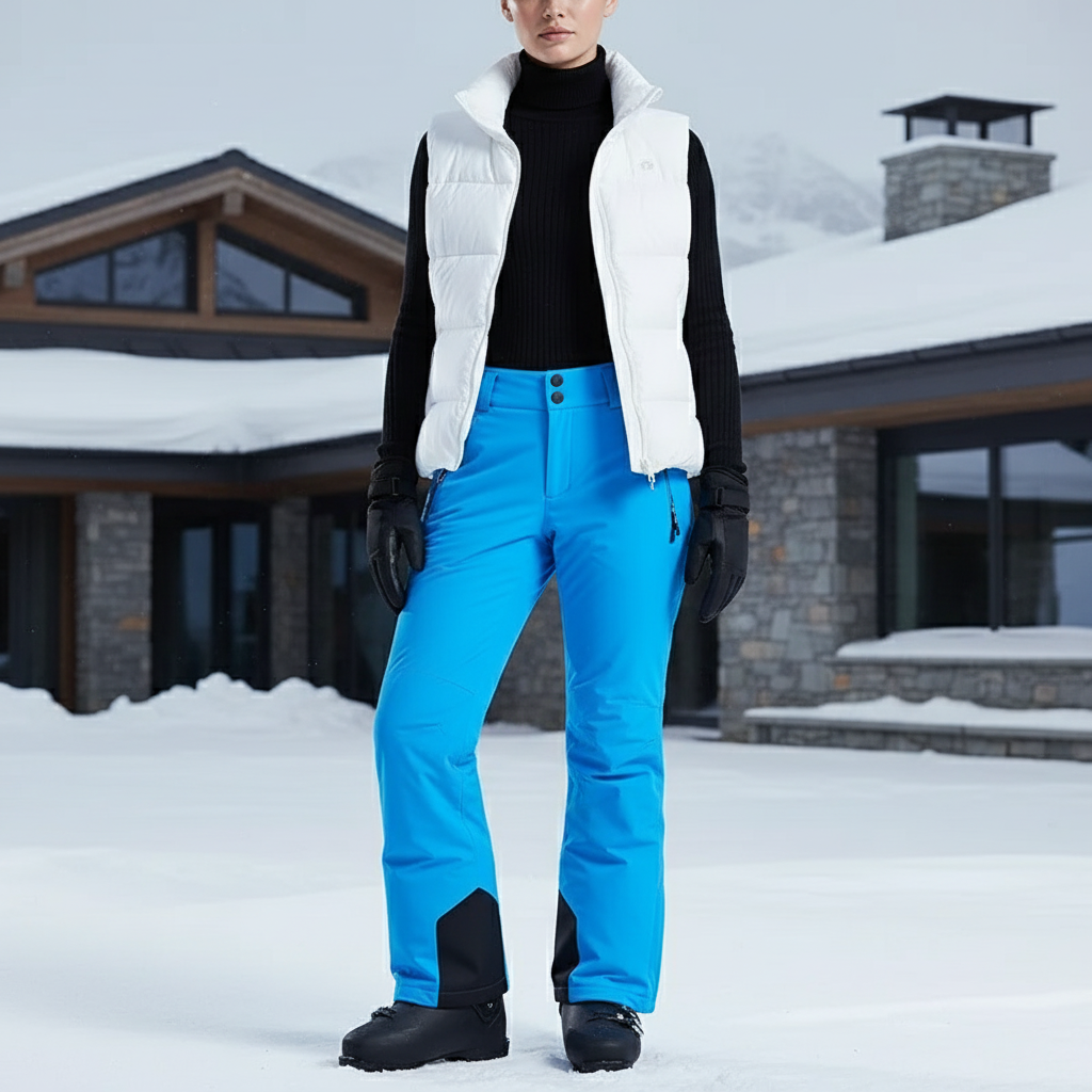 Pantalon De Ski Bleu Coupe Droite Imperméable Femme - Polyester