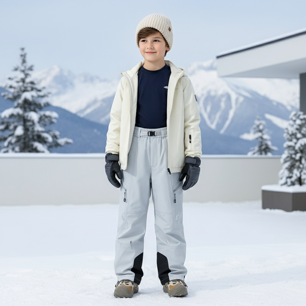 Pantalon De Ski Gris Imperméable Enfant Hiver - Polyester