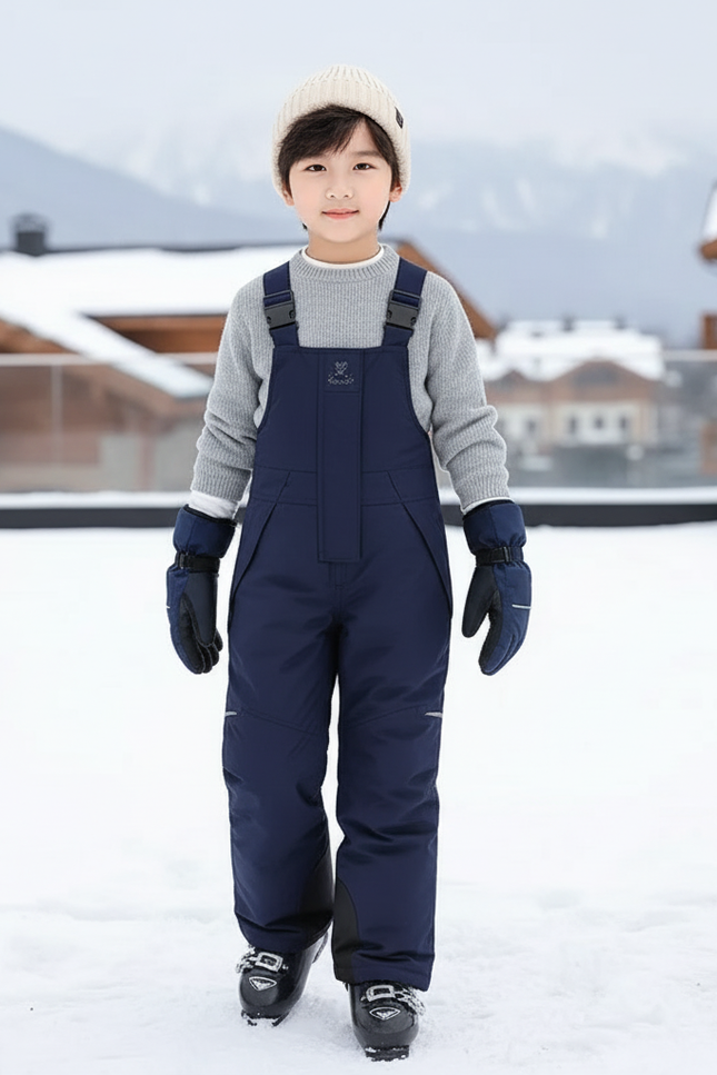 Pantalon De Ski Enfant Bleu Marine Bretelles Imperméable Hiver - Polyester