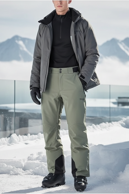 Pantalon De Ski Vert Clair Imperméable Ample Homme - Kaki Polyester