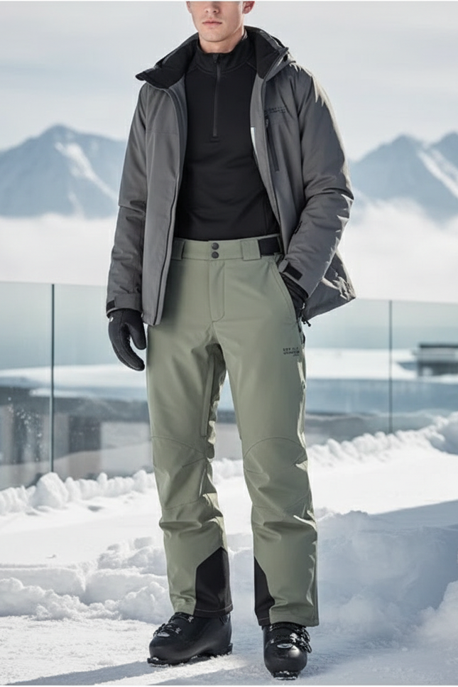 Pantalon De Ski Vert Clair Imperméable Ample Homme - Kaki Polyester