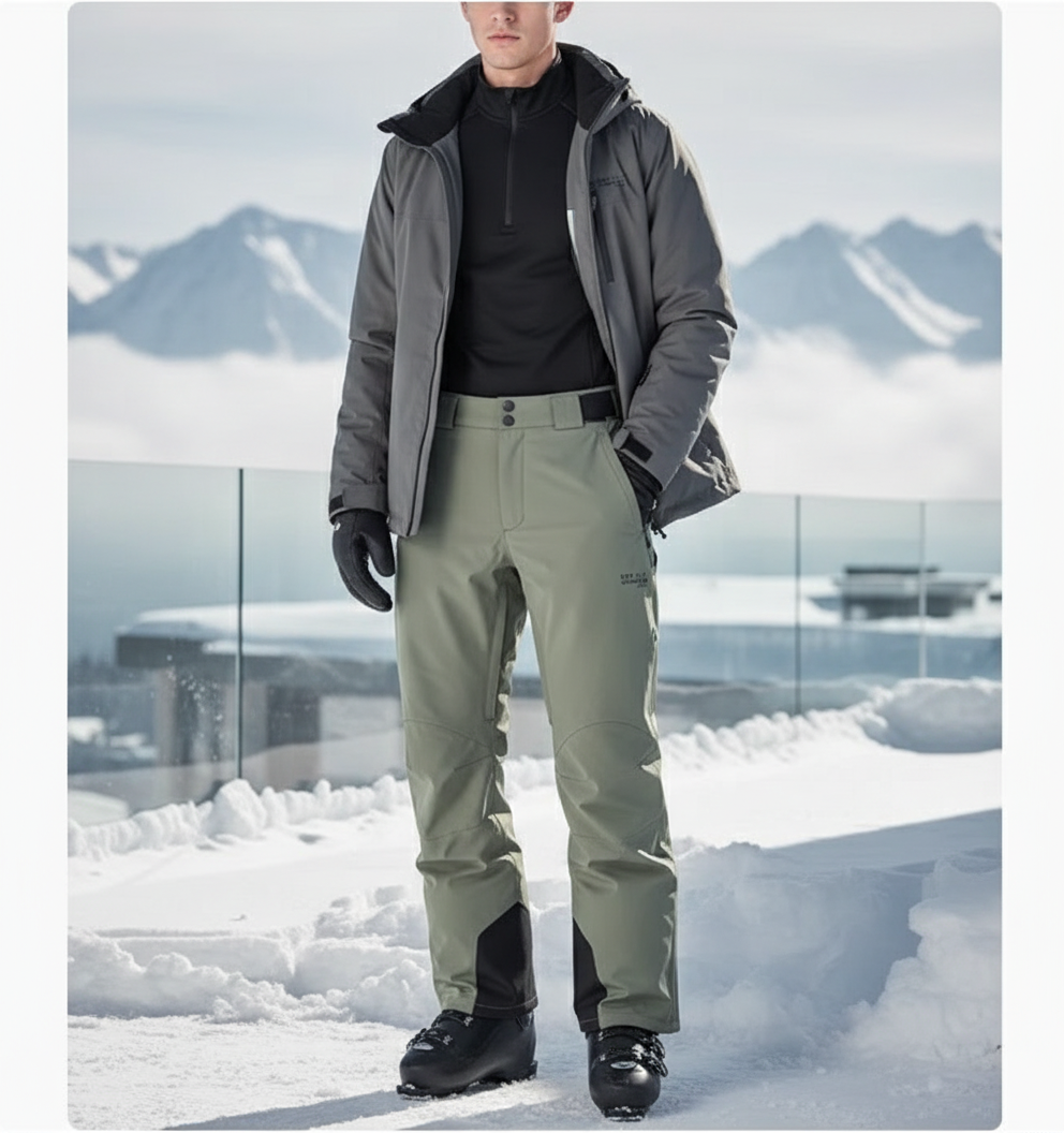 Pantalon De Ski Vert Clair Imperméable Ample Homme - Kaki Polyester