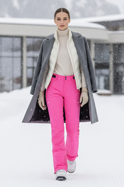 Pantalon De Ski Rose Vif Imperméable Femme Hiver - Polyester
