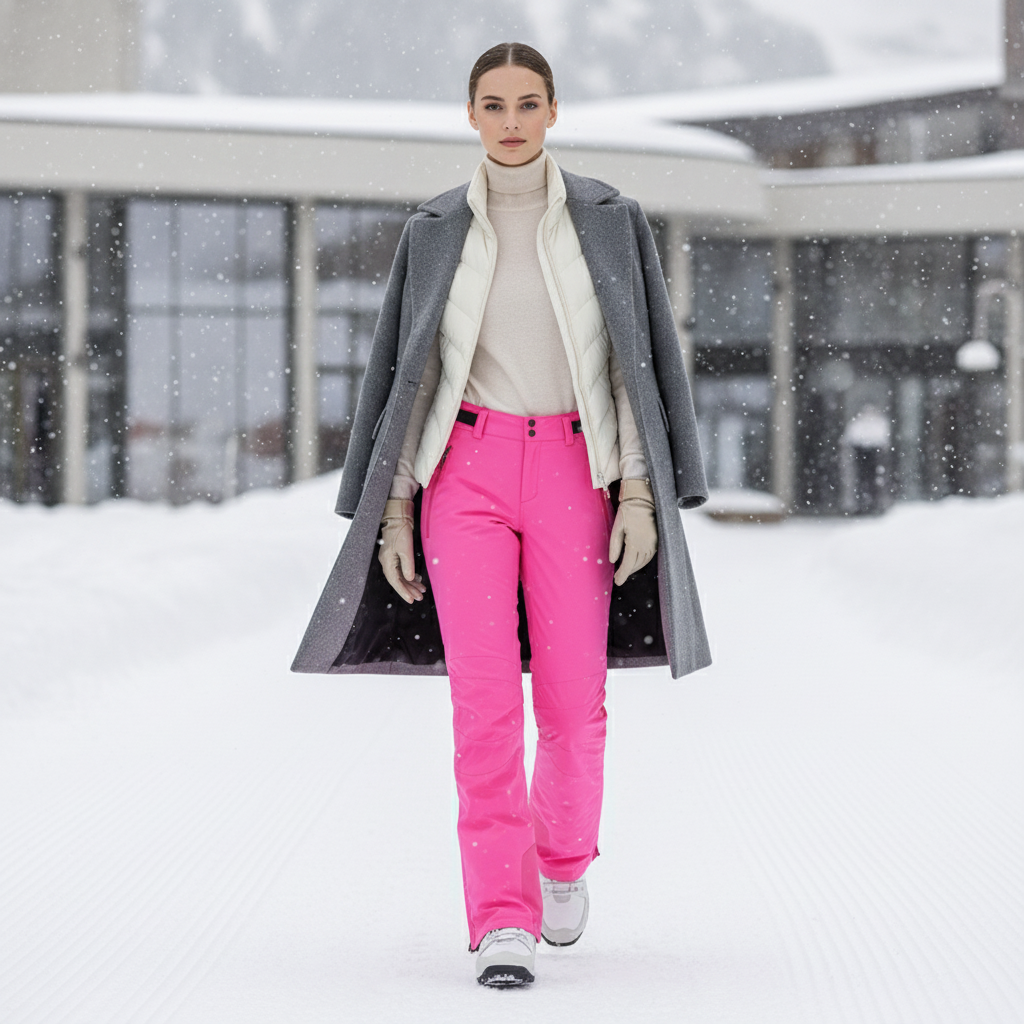 Pantalon De Ski Rose Vif Imperméable Femme Hiver - Polyester