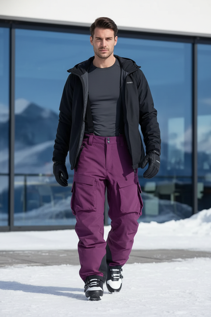 Pantalon De Ski Violet Bretelles Cargo Imperméable Homme - Polyester