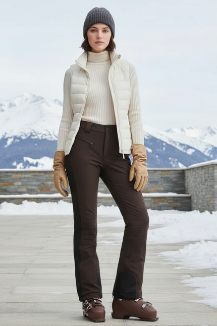 Pantalon De Ski Pres Du Corps - Marron Polyester