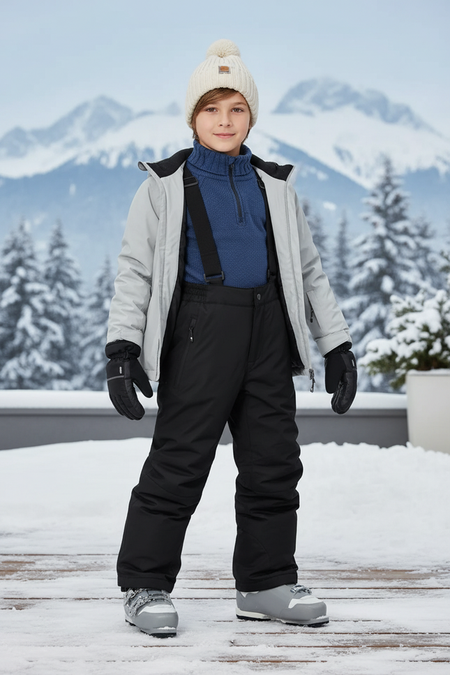 Pantalon De Ski Noir Enfant Imperméable Respirant - Polyester
