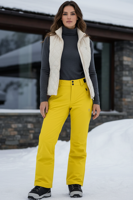 Pantalon De Ski Jaune Imperméable Chaud Femme Hiver - Polyester