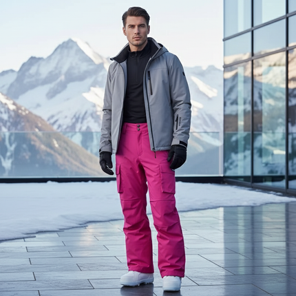 Pantalon De Ski Rose Ample Imperméable Cargo Unisexe Hiver - Polyester