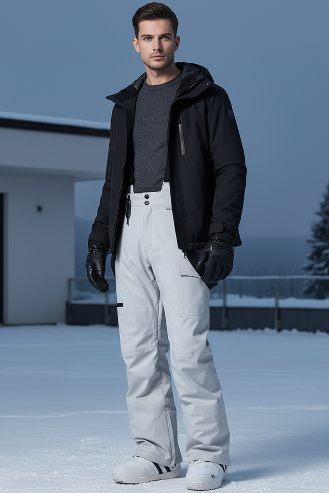 Pantalon De Ski Gris Clair Imperméable Chaud Homme - Polyester