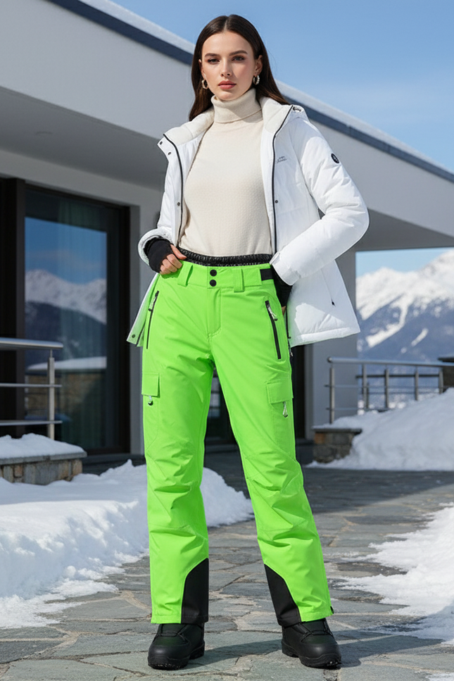 Pantalon De Ski Vert Fluorescent Imperméable Cargo Unisexe - Polyester