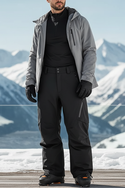 Pantalon De Ski Noir Imperméable Ample Homme Workwear - Polyester