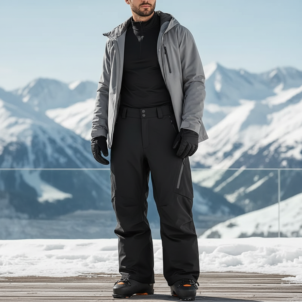 Pantalon De Ski Noir Imperméable Ample Homme Workwear - Polyester