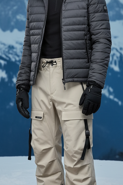 Pantalon De Ski Beige Cargo Imperméable Unisexe - Polyester