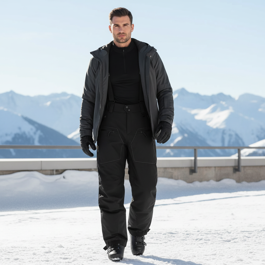 Pantalon De Ski Bretelles - Noir Polyester