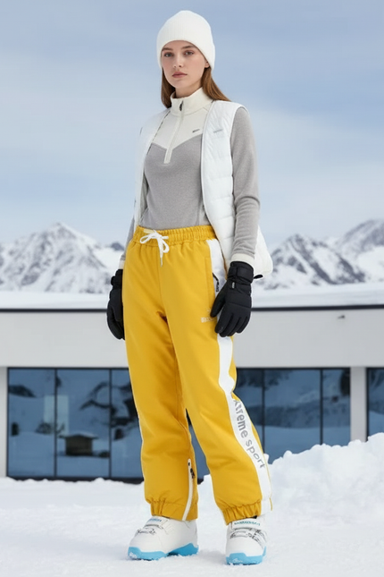 Pantalon De Ski Jaune Imperméable Décontracté Femme Hiver - Polyester