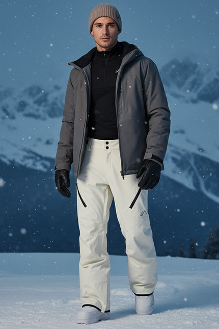 Pantalon De Ski Blanc Cassé Imperméable Coupe Droite - Polyester
