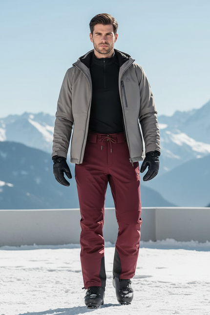 Pantalon De Ski Homme Bordeau Coupe Droite Imperméable - Bordeaux Polyester
