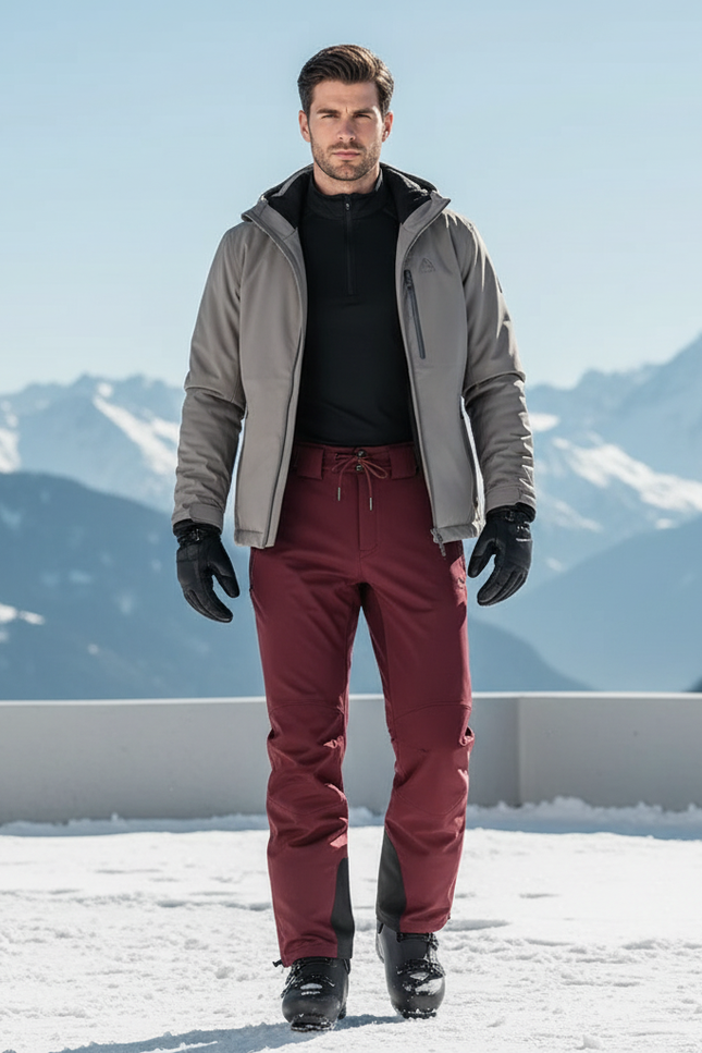 Pantalon De Ski Homme Bordeau Coupe Droite Imperméable - Bordeaux Polyester