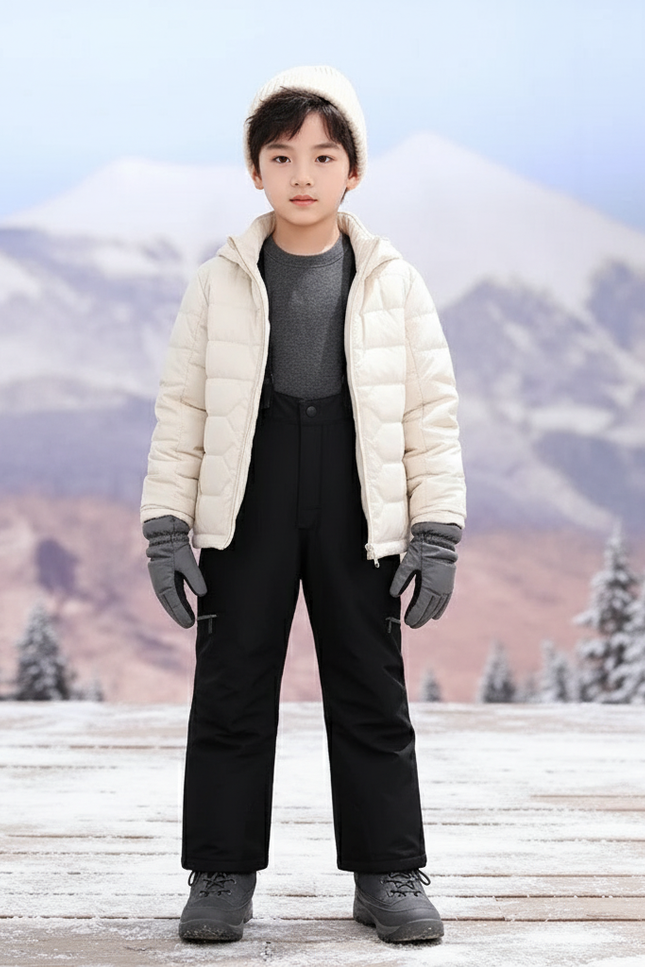 Pantalon De Ski Noir Imperméable Bretelles Hiver Enfant - Polyester